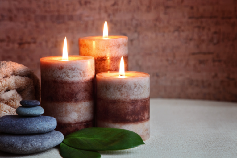 candles and balance rocks